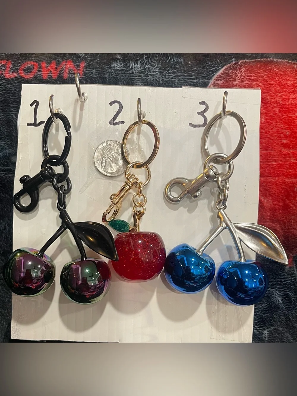#5 Choice of 1 Large Iridescent Bag Charm in Gun Metal, Brushed Silver & Gold